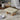 Linen Upholstered Footstool with Wooden Legs