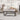 Square Linen Footstool with Metal Frame
